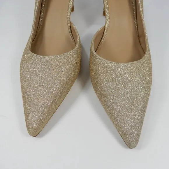 L.K. BENNETT Hazel D'Orsay Courts Pumps Kitten Heels 9 39 Champagne Glitter NEW