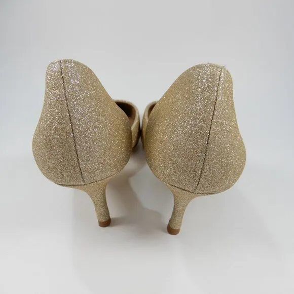 L.K. BENNETT Hazel D'Orsay Courts Pumps Kitten Heels 9 39 Champagne Glitter NEW