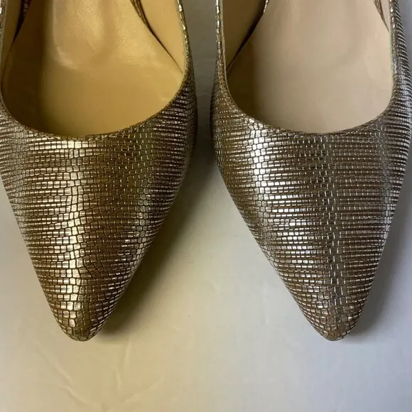 L.K. Bennett Textured Slingback Metallic Heels Rose Gold Sz 35 (EU)