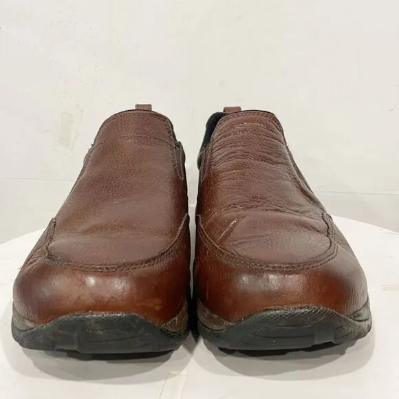 LL Bean Men Mocs Genuine Leather Stain Water Resistant Brown 9.5W Slip On