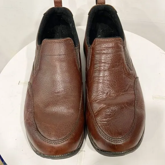 LL Bean Men Mocs Genuine Leather Stain Water Resistant Brown 9.5W Slip On