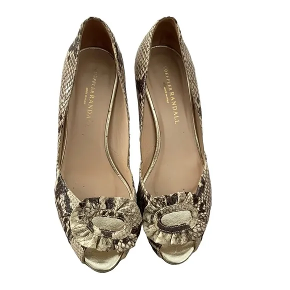 Loeffler Randall Embossed Snakeskin Python Patterned Kitten Heels Size 6.5