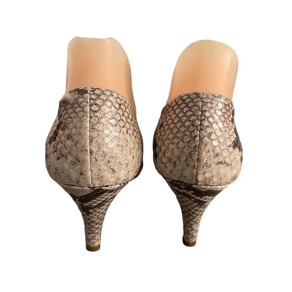 Loeffler Randall Embossed Snakeskin Python Patterned Kitten Heels Size 6.5