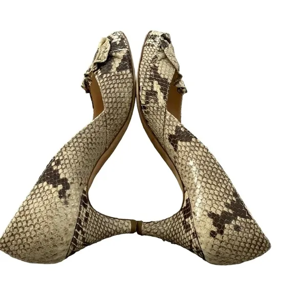 Loeffler Randall Embossed Snakeskin Python Patterned Kitten Heels Size 6.5