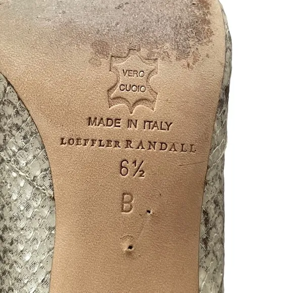 Loeffler Randall Embossed Snakeskin Python Patterned Kitten Heels Size 6.5