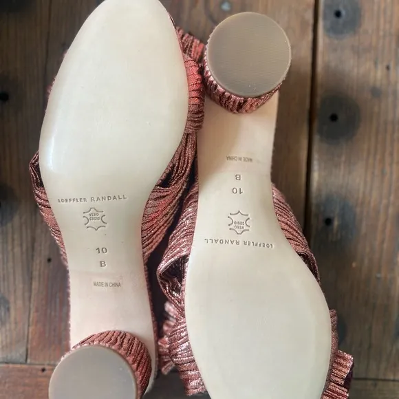 Loeffler Randall Emilia Pleated Knot Mules Metal Rose