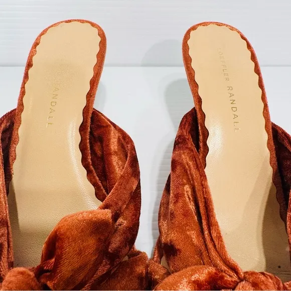 Loeffler Randall Luisa Tea Rose Velvet Tie Knot Mules Size 7 1/2