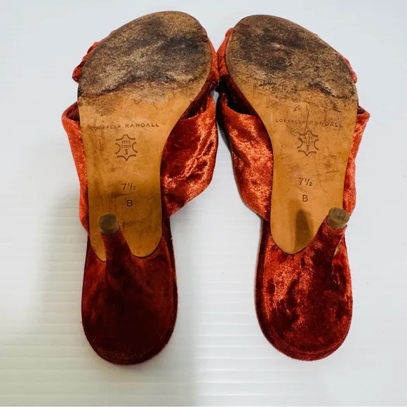 Loeffler Randall Luisa Tea Rose Velvet Tie Knot Mules Size 7 1/2