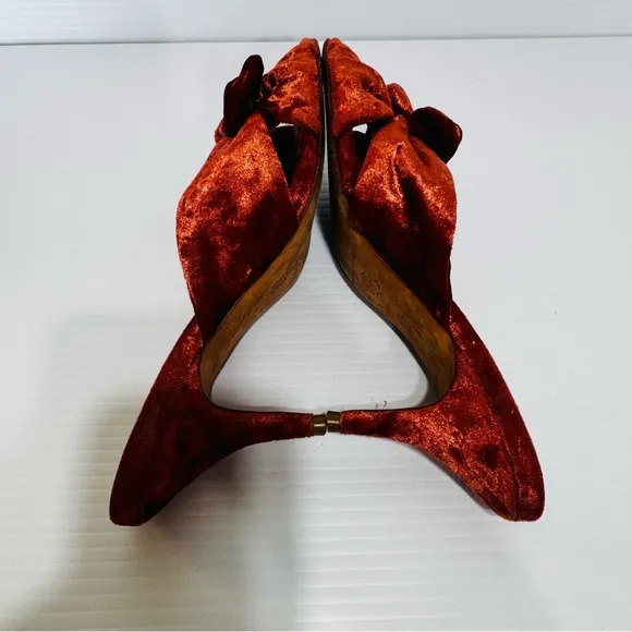 Loeffler Randall Luisa Tea Rose Velvet Tie Knot Mules Size 7 1/2