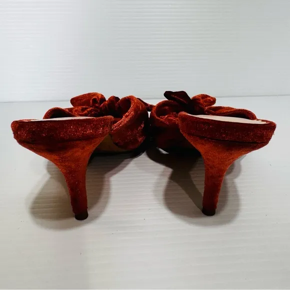 Loeffler Randall Luisa Tea Rose Velvet Tie Knot Mules Size 7 1/2
