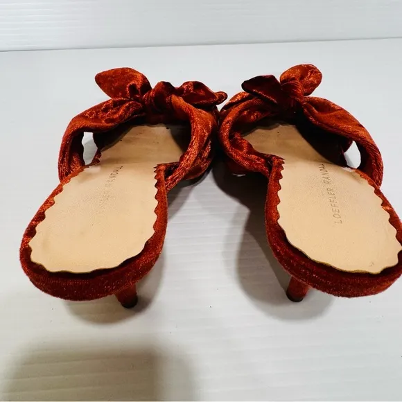 Loeffler Randall Luisa Tea Rose Velvet Tie Knot Mules Size 7 1/2