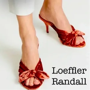 Loeffler Randall Luisa Tea Rose Velvet Tie Knot Mules Size 7 1/2