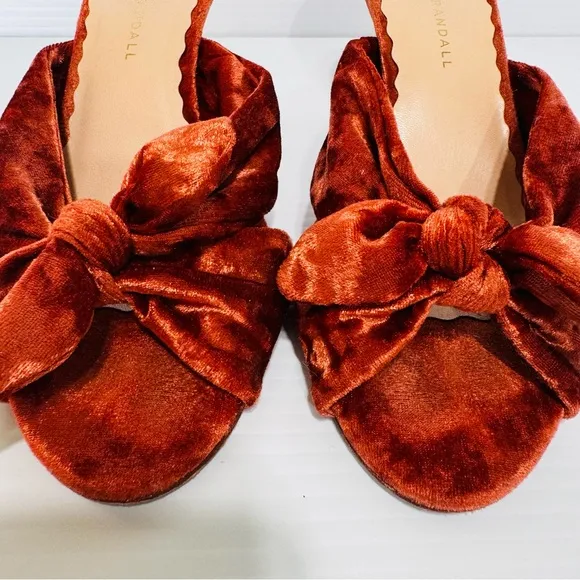Loeffler Randall Luisa Tea Rose Velvet Tie Knot Mules Size 7 1/2
