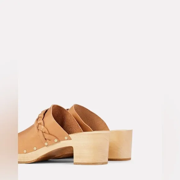 Loeffler Randall / Lupa Leather Braided Wooden Clogs 10