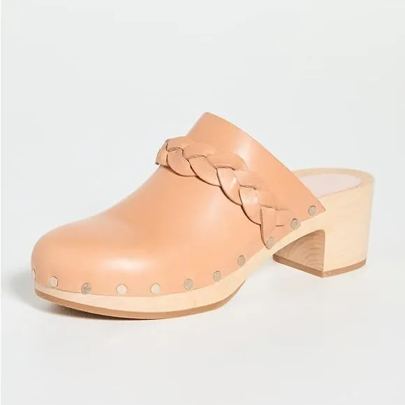 Loeffler Randall / Lupa Leather Braided Wooden Clogs 10