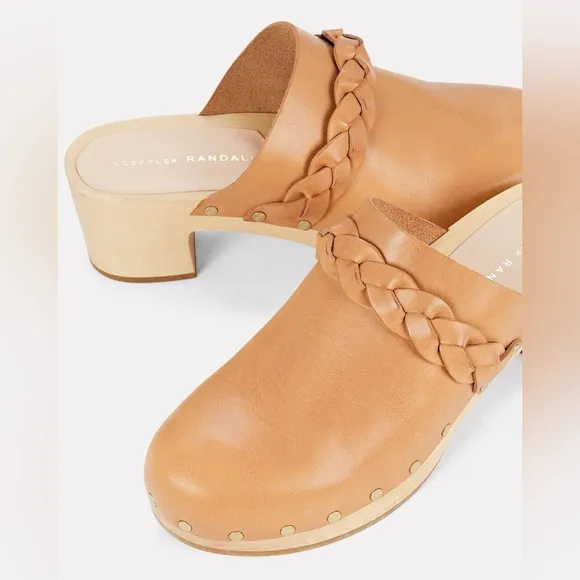 Loeffler Randall / Lupa Leather Braided Wooden Clogs 10