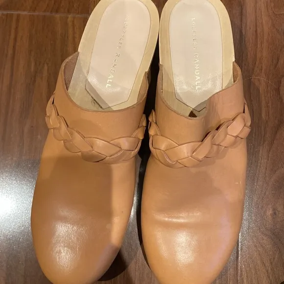 Loeffler Randall / Lupa Leather Braided Wooden Clogs 10