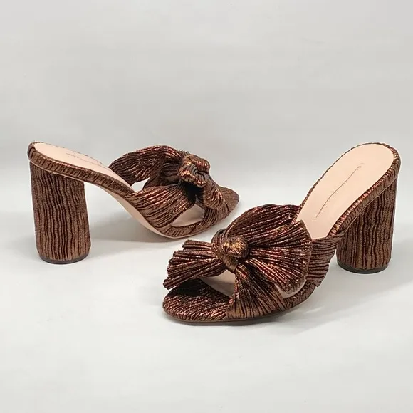 Loeffler Randall Metallic Lamé Block-Heel Mules size 7