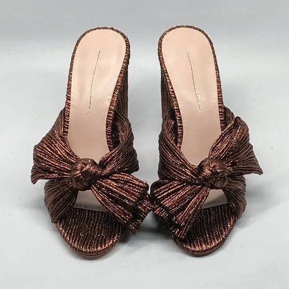Loeffler Randall Metallic Lamé Block-Heel Mules size 7