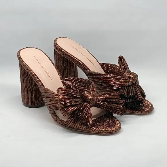 Loeffler Randall Metallic Lamé Block-Heel Mules size 7