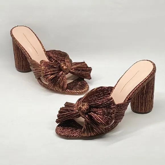 Loeffler Randall Metallic Lamé Block-Heel Mules size 7