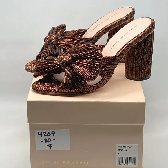 Loeffler Randall Metallic Lamé Block-Heel Mules size 7
