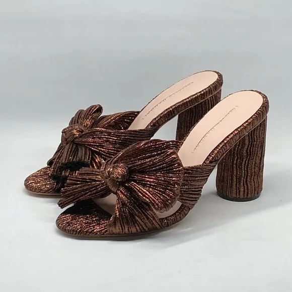 Loeffler Randall Metallic Lamé Block-Heel Mules size 7