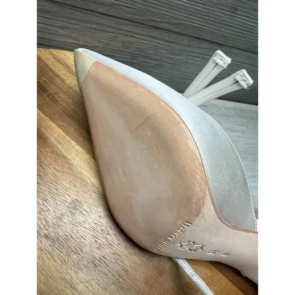 LOEFFLER RANDALL SYLVANA HEELS WHITE SLINGBACK SLIP ON BRIDE Size 9.5