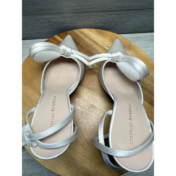 LOEFFLER RANDALL SYLVANA HEELS WHITE SLINGBACK SLIP ON BRIDE Size 9.5