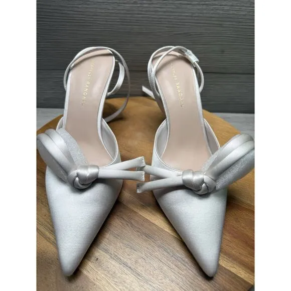 LOEFFLER RANDALL SYLVANA HEELS WHITE SLINGBACK SLIP ON BRIDE Size 9.5