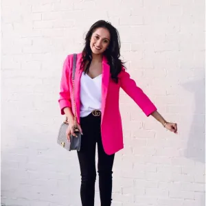LOFT Modern Relaxed Fit Blazer Hot Pink {XX52}