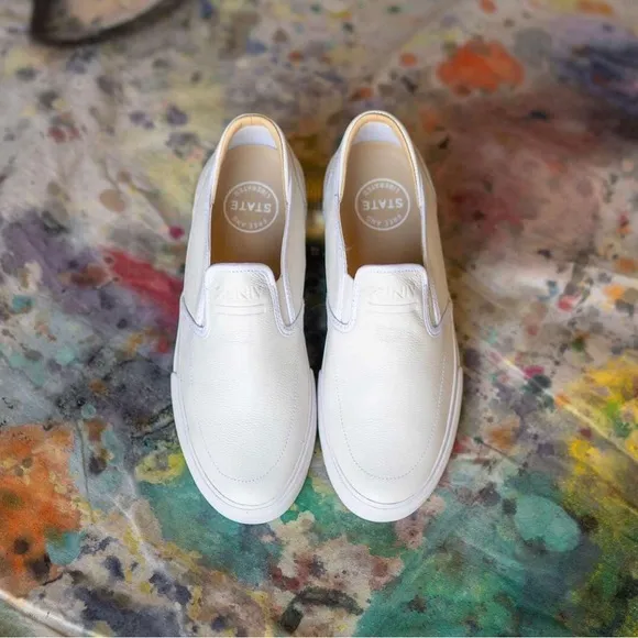 Lone Flag   Univ   State “Everyday”  White Leather Slip On Shoes Size 9