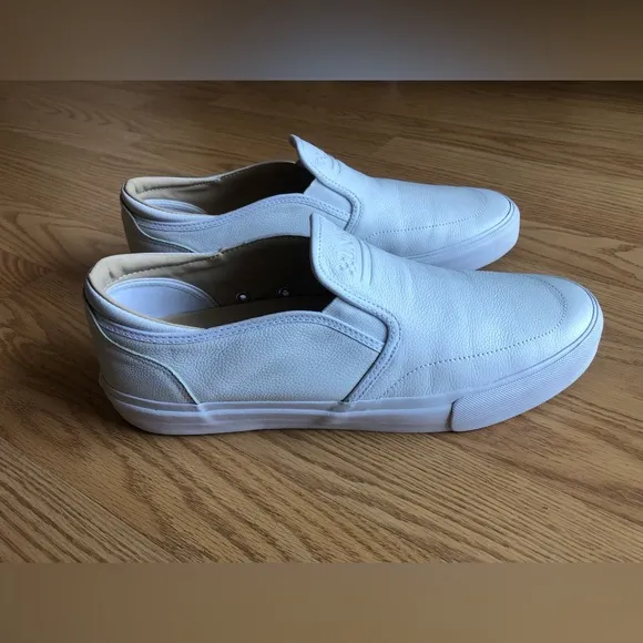 Lone Flag   Univ   State “Everyday”  White Leather Slip On Shoes Size 9