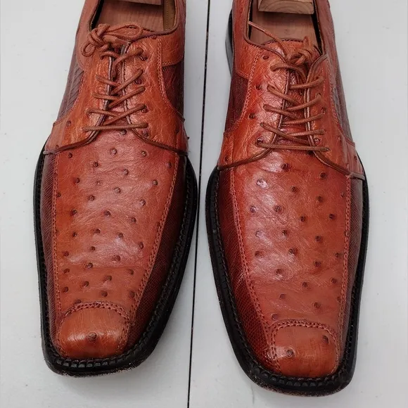 Los Altos Boots Lizard Ostrich Leather Office Business Oxford Dress Shoes Sz 11