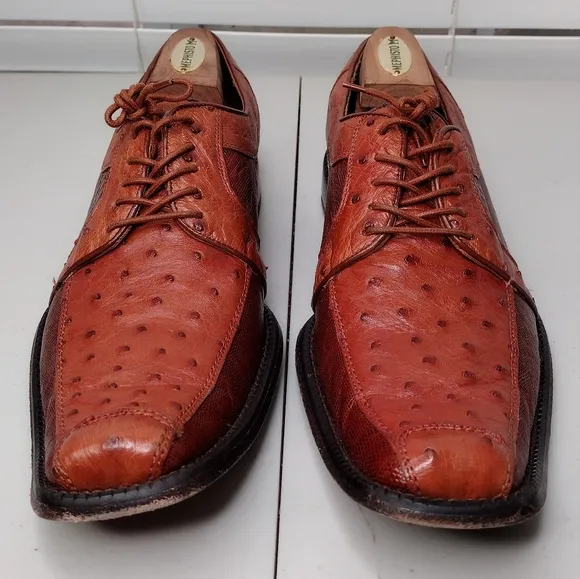 Los Altos Boots Lizard Ostrich Leather Office Business Oxford Dress Shoes Sz 11