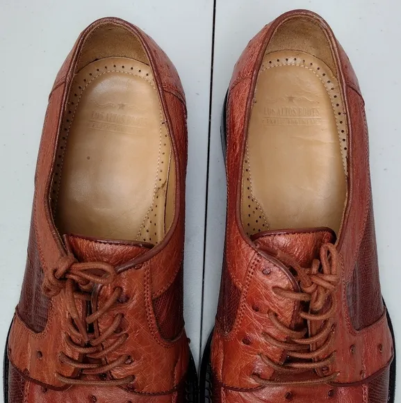 Los Altos Boots Lizard Ostrich Leather Office Business Oxford Dress Shoes Sz 11
