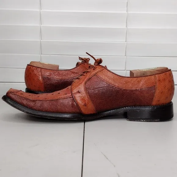 Los Altos Boots Lizard Ostrich Leather Office Business Oxford Dress Shoes Sz 11