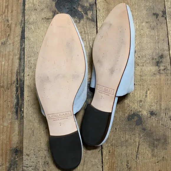 LOU.EARL flat leather suede mules.