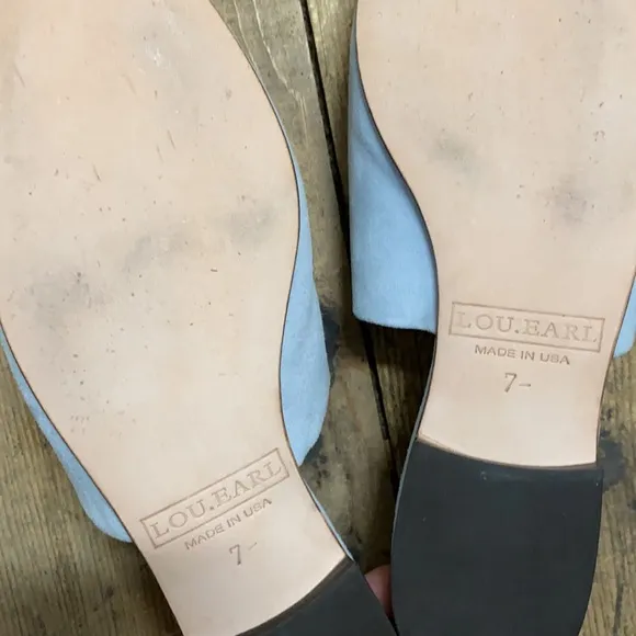 LOU.EARL flat leather suede mules.