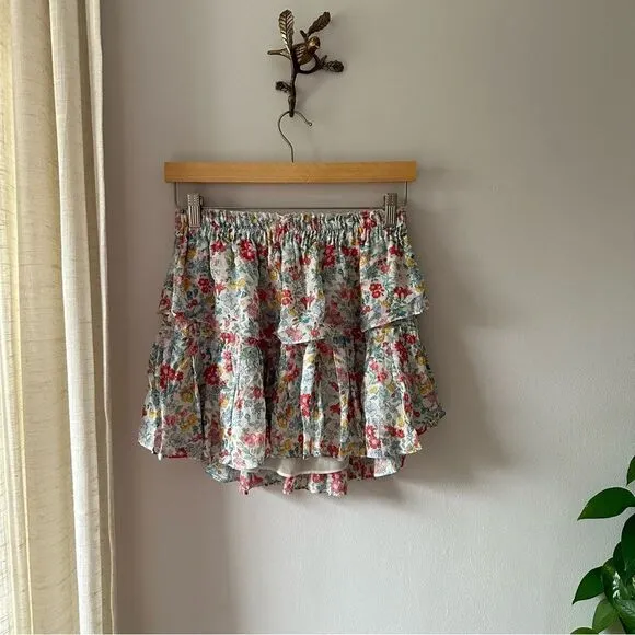 LoveShackFancy Ruffle Mini Skirt Ibiza in Blue
