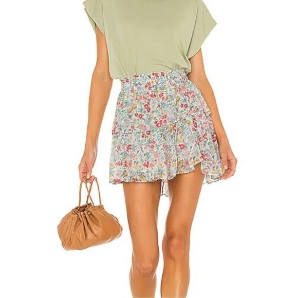 LoveShackFancy Ruffle Mini Skirt Ibiza in Blue