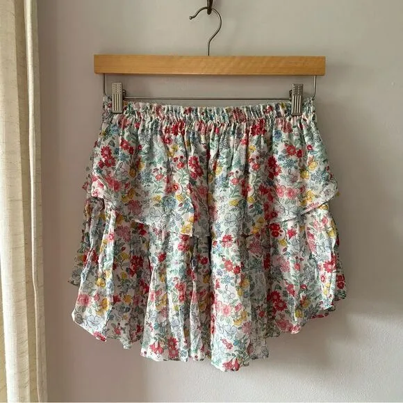 LoveShackFancy Ruffle Mini Skirt Ibiza in Blue