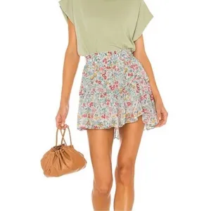 LoveShackFancy Ruffle Mini Skirt Ibiza in Blue