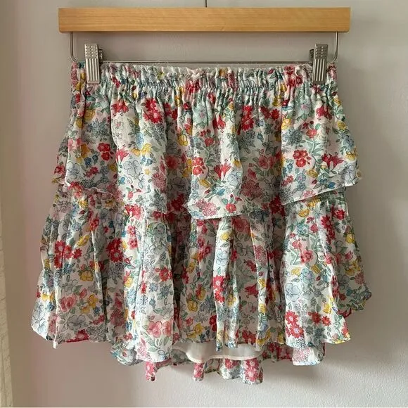 LoveShackFancy Ruffle Mini Skirt Ibiza in Blue