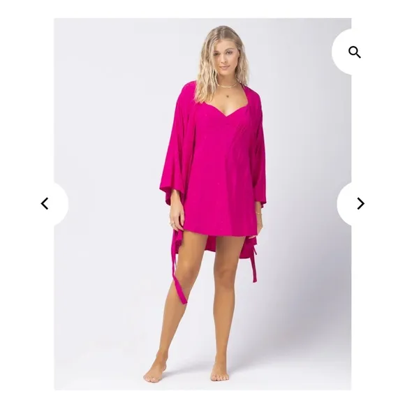 l*space Moonlit slip dress &amp; Robe set in Heart Jacquard Bougainvillea small NWT!