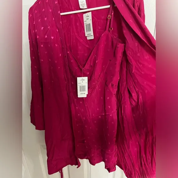 l*space Moonlit slip dress &amp; Robe set in Heart Jacquard Bougainvillea small NWT!