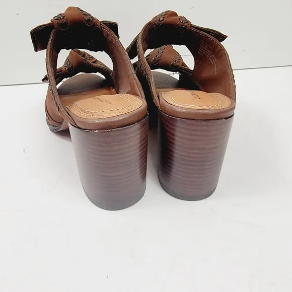 Lucky Brand Dynah Bow Block Heel Chocolate Brown Dress Sandals Size 7