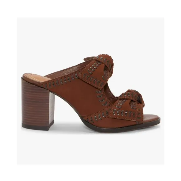 Lucky Brand Dynah Bow Block Heel Chocolate Brown Dress Sandals Size 7