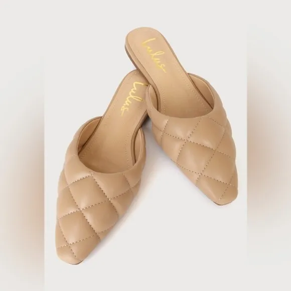 Lulu’s Vallyy Light Nude Quilted Mules size 8 NWOT