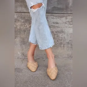 Lulu’s Vallyy Light Nude Quilted Mules size 8 NWOT